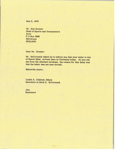 Letter from Judy A. Chilcote to Bob Bremer