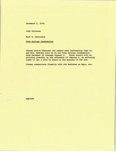 Memorandum from Mark H. McCormack to Judy A. Chilcote