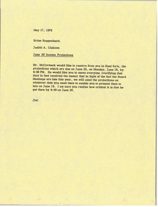 Memorandum from Judy A. Chilcote to Brian Roggenburk
