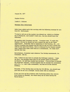 Memorandum from Judy A. Chilcote to Hughes Norton