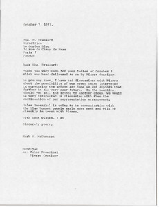 Letter from Mark H. McCormack to E. Brassart