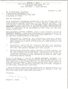 Letter from Douglas F. Daley to Mark H. McCormack