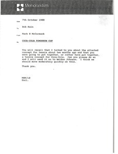 Memorandum from Mark H. McCormack to Bob Kain