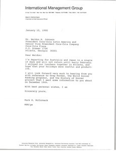 Letter from Mark H. McCormack to Weldon H. Johnson