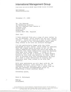 Letter from Mark H. McCormack to Ian Edwards