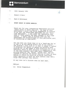 Memorandum from Mark H. McCormack to Robert D. Kain