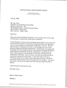 Letter from Mark H. McCormack to Dan Tully