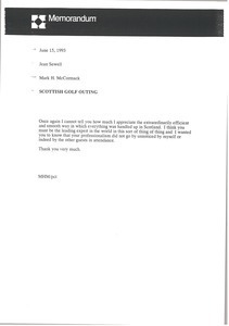 Memorandum from Mark H. McCormack to Jean Sewell