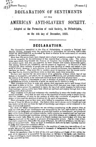 Declaration of sentiments of the American Anti-Slavery Society