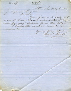 Letter from Edward Cook to Joseph Lyman