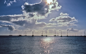 Sailboats on a shining sea