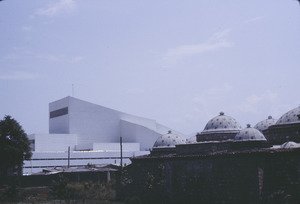 New art gallery and theater structures in Skopje