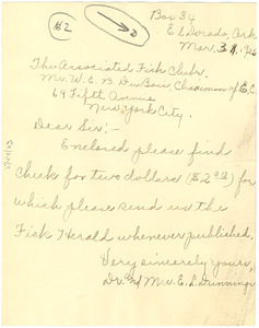Letter from Dr. and Mrs. E. L. Dunnings to W. E. B. Du Bois