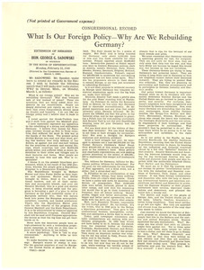What is our foreign policy- Why are we rebuilding Germany?