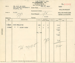 Willys-Overland repair order and invoice