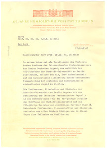 Letter from Walter Friedrich to W. E. B. Du Bois