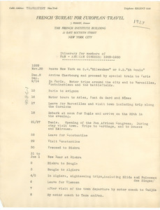 Itinerary for Members of the Pan African Congress