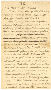 Circular letter from W. E. B. Du Bois to the Fisk University Class of 1888