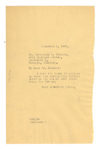Letter from W. E. B. Du Bois to Cornelius W. Johnson