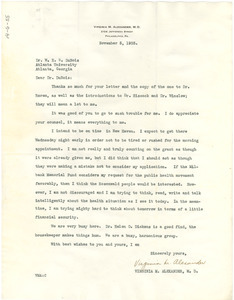 Letter from Virginia Alexander to W. E. B. Du Bois