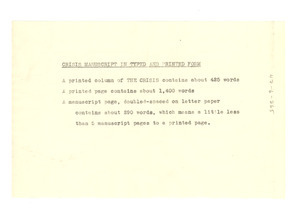 Crisis manuscript in typed and printed form