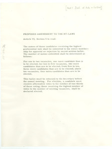 Proposed amendment to the by-laws