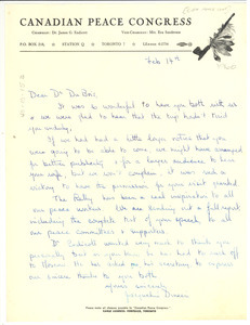 Letter from Canadian Peace Congress to W. E. B. Du Bois