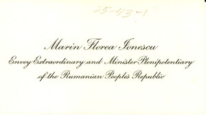 Name card for Marin Florea Ionescu