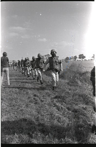 Antiwar demonstration at Fort Dix, N.J.: arrival of military police in gasmasks and riot gear