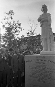 Statue unveiling at dedication of Christopher Columbus Park