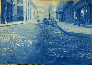 [Street construction on State Street looking towards Old State House]