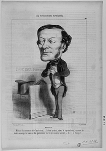 BUFFET. Ministre du commerce et de l'agriculture. - Cultive carottes, navets et topinambours, couronne les bœufs, encourage les veaux et fait généralement tout ce qui concerne son état. - Va-t-à Poissy!