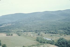 Aerial oblique view west toward Mason's Farm ponds on 2 Sept 1971.