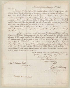 Letter, 8 January 1813, Philadelphia, [Penn.], to Honorable William Eustis, New York.