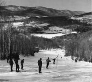 Skiers at Jiminy Peak, Winter Carnival 1959