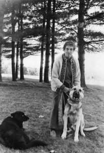 Janet Dakin with two dogs