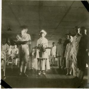 Camp MacArthur - Waco, Texas - World War I - A nurse, soldiers and patients in a hospital ward