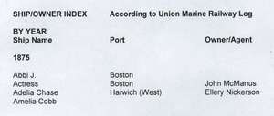 Union Marine Railway Journal - Ship Index
