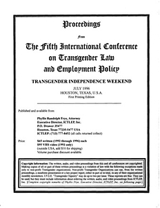 Proceedings from the Fifth International Conference on Transgender Law and Employment Policy