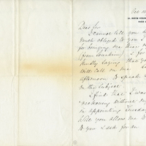 Letter from Florence Nightingale to Sir Guy Douglas Arthur and transcript
