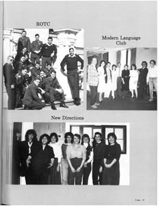 The ROTC, the Modern Language Club, and New Directions, from the 1984 Suffolk University Beacon yearbook