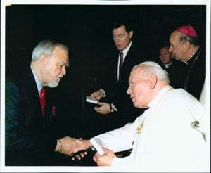John Joseph Moakley with Pope John Paul II on a congressional trip to the Vatican, January 2001