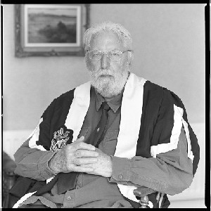 Dr. Robin Harland, well known for his work in the University medical service and for his pioneering work as a 'sports doctor' to football teams in Northern Ireland. Portraits taken at his home in Belfast, on the occasion of his conferral with an honorary doctorate by Queen's University Belfast