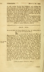 1808 Chap. 0094. An Act To Alter The Times Allowed By Law, For Taking Fish In The Mouth Of Concord River.