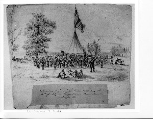 Col. Miller's Regiment of N.J. Militia Celebrating the 4th of July on Runyon Avenue Camp Princeton