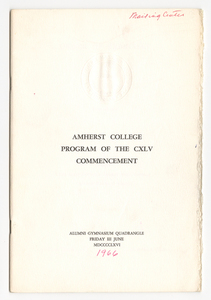 Amherst College Commencement program, 1966 June 3