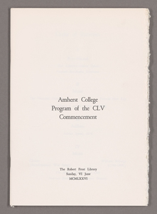 Amherst College Commencement program, 1976 June 6