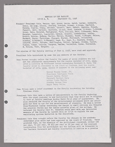 Amherst College faculty meeting minutes and Committe of Six meeting minutes 1952/1953