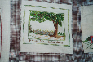 Embroidery of Gulliver's Elm Tree for bicentennial quilt