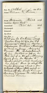 Tewksbury Almshouse Intake Record: Wilson, William L.